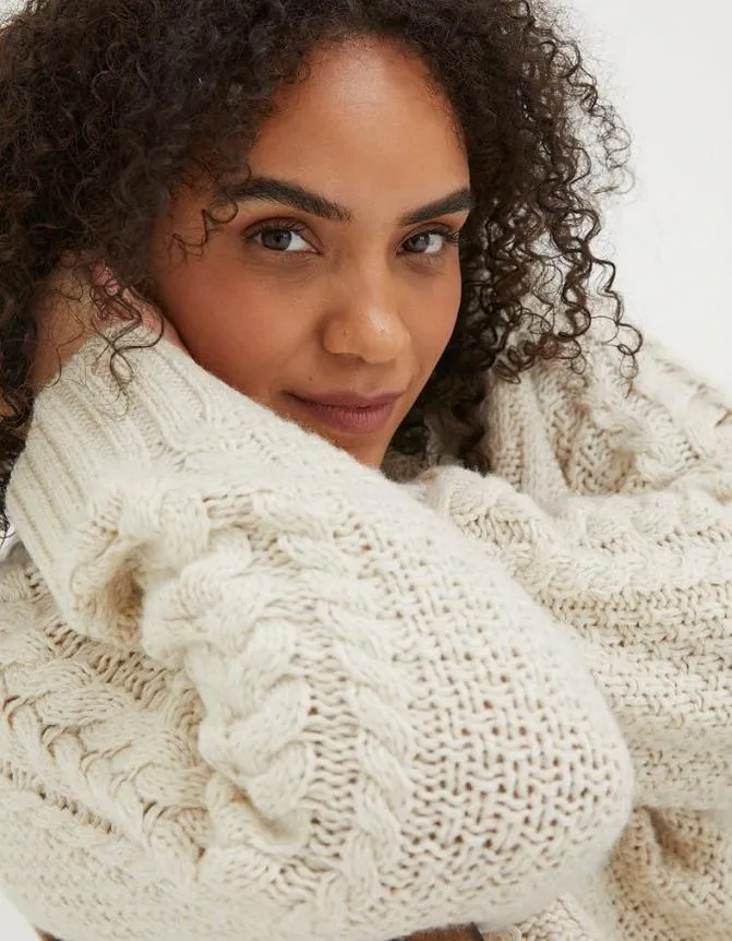Fatface Knitwear Candice Cable Crew Jumper Ivory 8211 Women