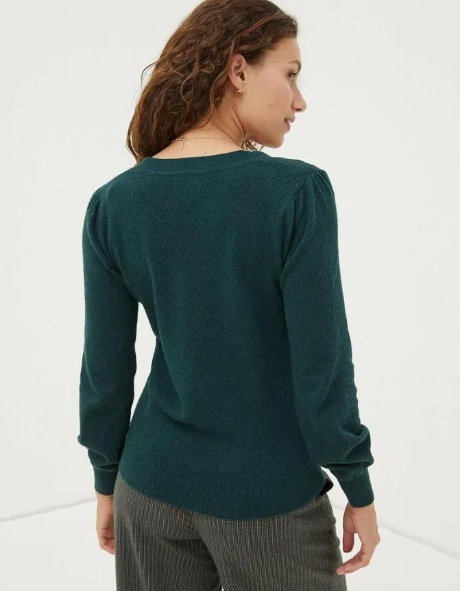 Fatface Knitwear Eliza Cardigan Teal Green 8211 Women