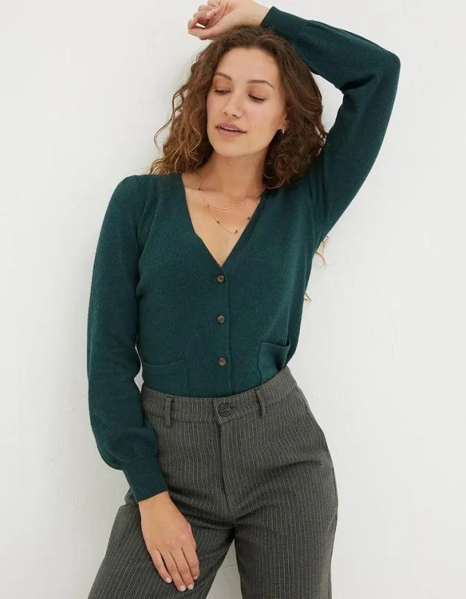 Fatface Knitwear Eliza Cardigan Teal Green 8211 Women