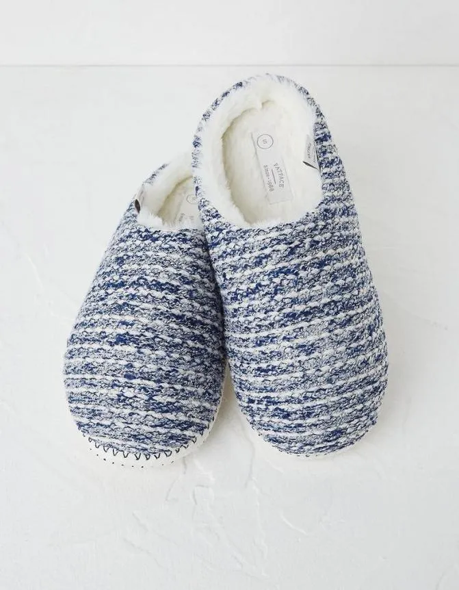Fatface Nightwear and Loungewear Mixed Knit Mule Slippers Navy 8211 Women