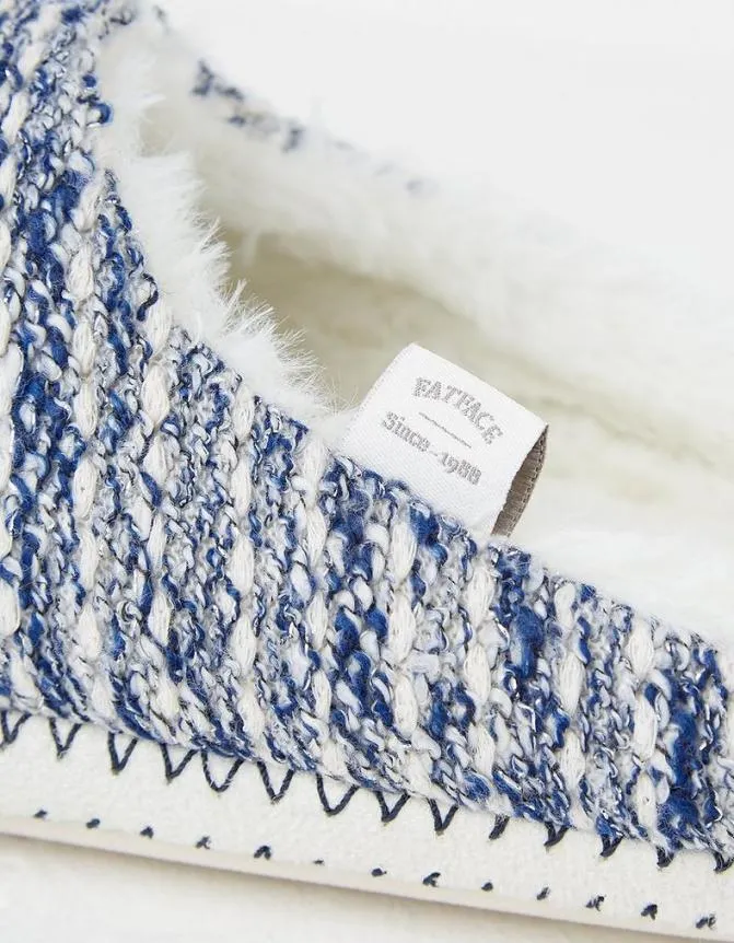 Fatface Nightwear and Loungewear Mixed Knit Mule Slippers Navy 8211 Women
