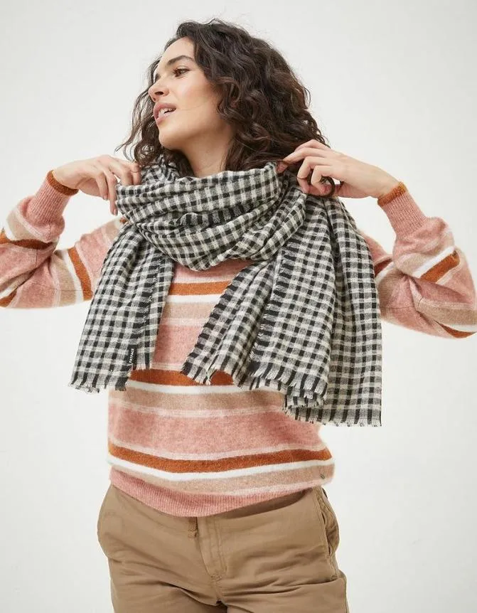 Fatface Scarves Gingham Check Scarf Black 8211 Women