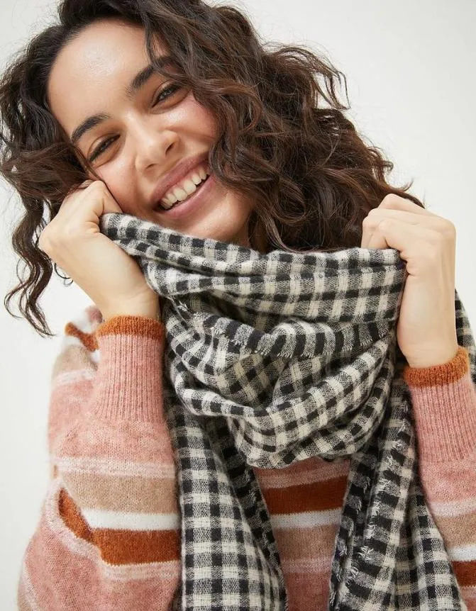 Fatface Scarves Gingham Check Scarf Black 8211 Women