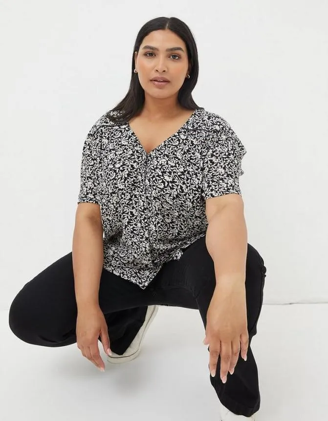 Fatface Shirts and Blouses Cassidy Mono Vines Tunic Black 8211 Women