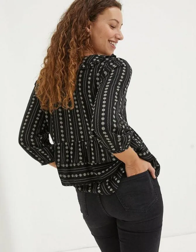 Fatface Shirts and Blouses Tibby Frill Floral Blouse Black 8211 Women