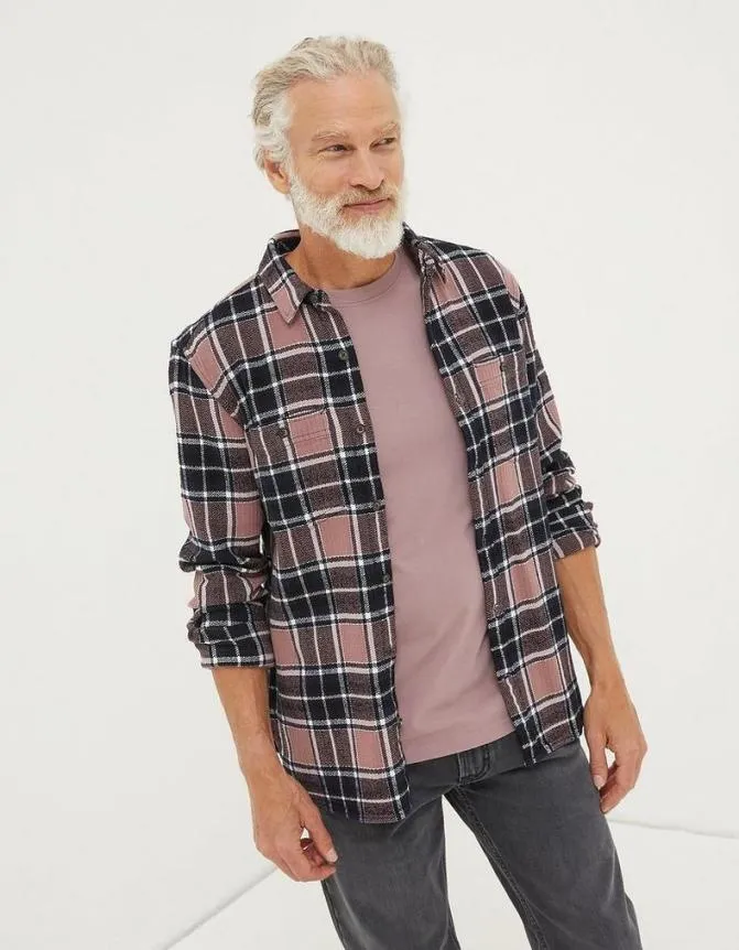 Fatface Shirts Long Sleeve Ripley Check Shirt Washed Purple 8211 Men