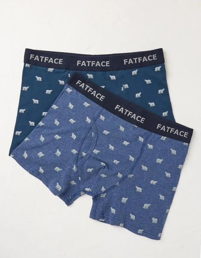 Fatface Socks and Underwear 2 Pack Bear Print Boxers Navy 8211 Men