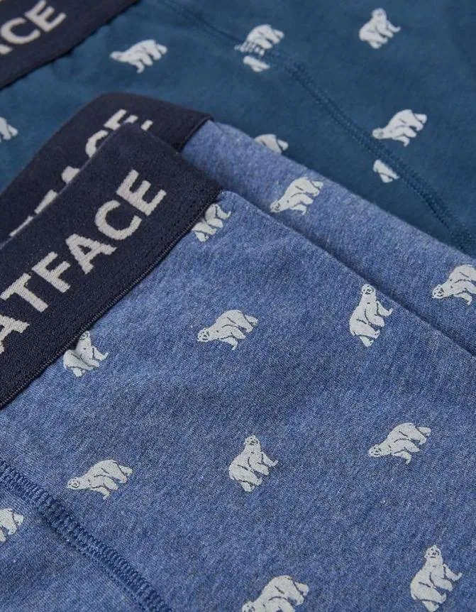 Fatface Socks and Underwear 2 Pack Bear Print Boxers Navy 8211 Men
