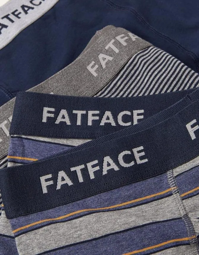 Fatface Socks and Underwear 3 Pack Stockbridge Stripe Boxers Navy 8211 Men