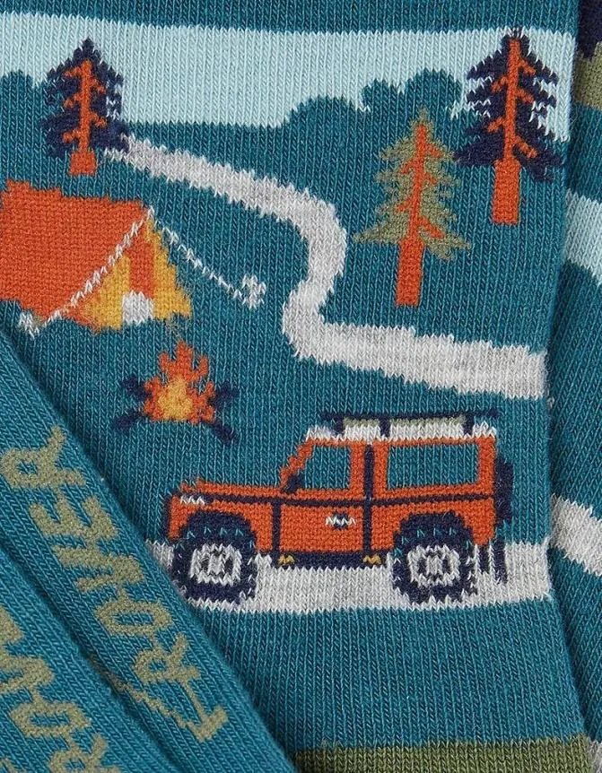 Fatface Socks and Underwear Land Rover Scene Sock Teal Green 8211 Men