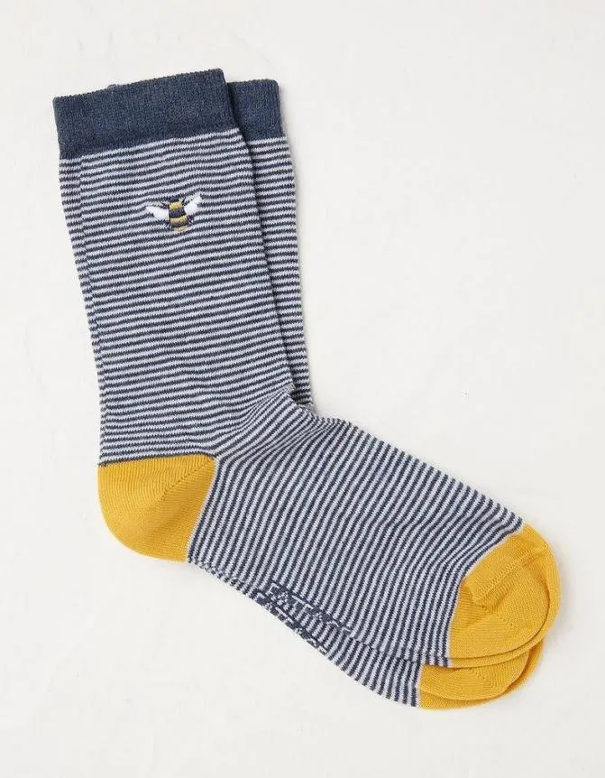 Fatface Socks Underwear and Tights Embroidered Bee Socks Blue 8211 Women