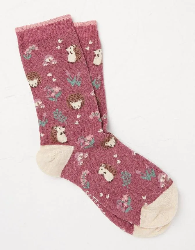 Fatface Socks Underwear and Tights Floral Hedgehog Socks Burgundy Marl 8211 Women Fatface Socks Underwear and Tights Floral Hedgehog Socks Burgundy Marl 8211 Women