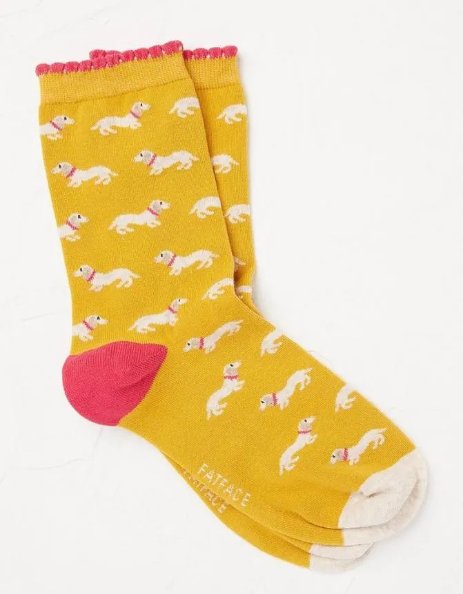 Fatface Socks Underwear and Tights Sausage Dog Socks Mustard Yellow 8211 Women Fatface Socks Underwear and Tights Sausage Dog Socks Mustard Yellow 8211 Women
