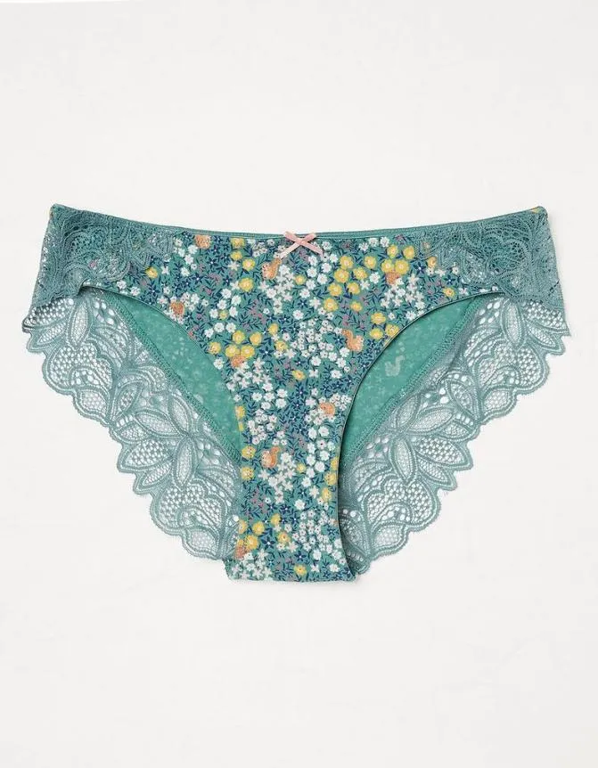 Fatface Socks Underwear and Tights Woodland Floral Cheeky Knickers Teal 8211 Women