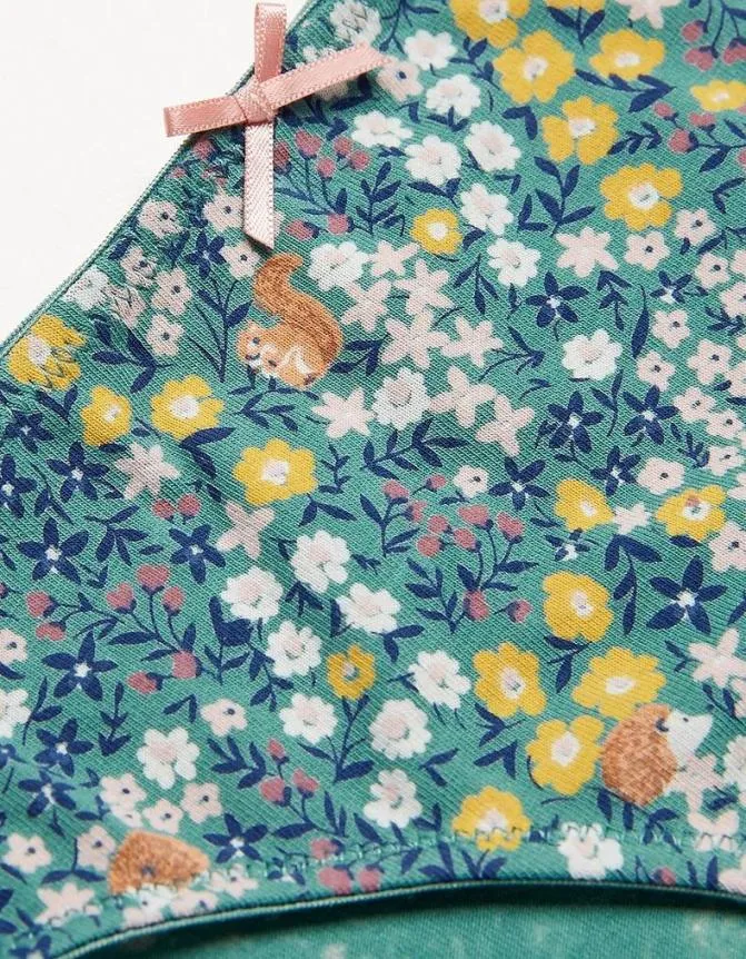 Fatface Socks Underwear and Tights Woodland Floral Cheeky Knickers Teal 8211 Women