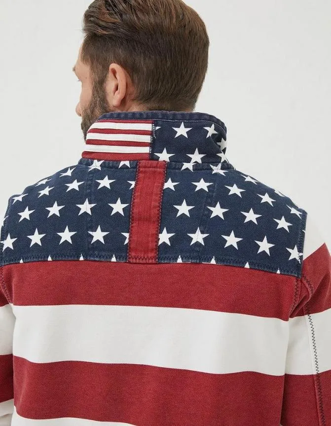 Fatface Sweatshirts and Hoodies USA Block Stripe Airlie Sweat Red 8211 Men
