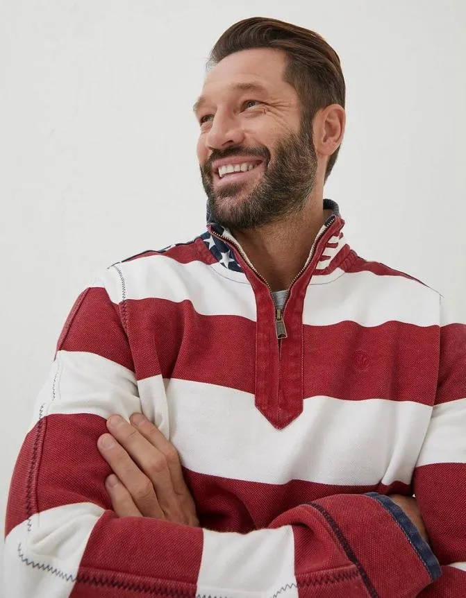 Fatface Sweatshirts and Hoodies USA Block Stripe Airlie Sweat Red 8211 Men