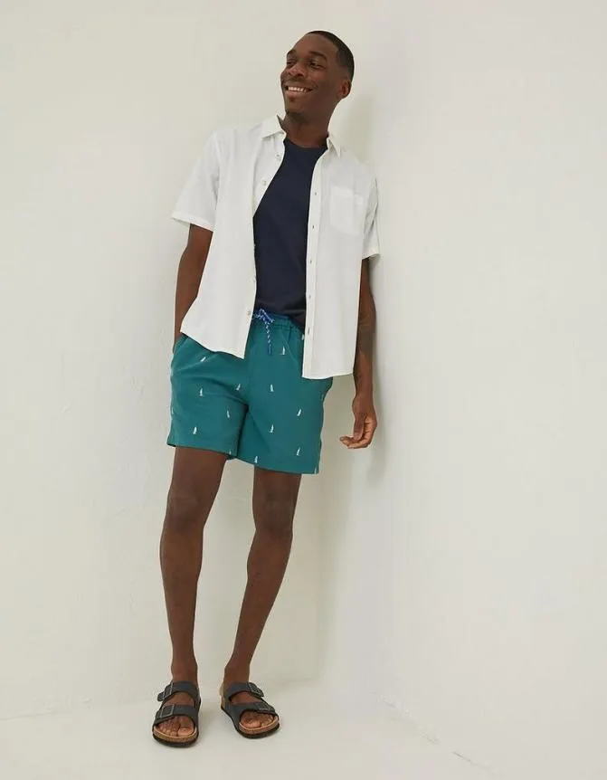 Fatface Swimwear Trevose Boat Swim Shorts Teal Green 8211 Men