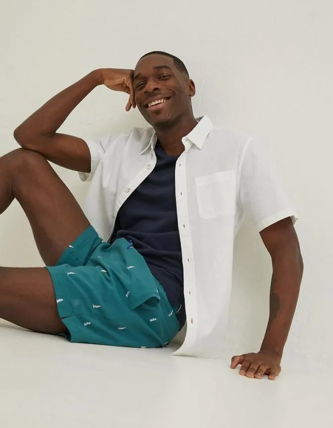 Fatface Swimwear Trevose Boat Swim Shorts Teal Green 8211 Men