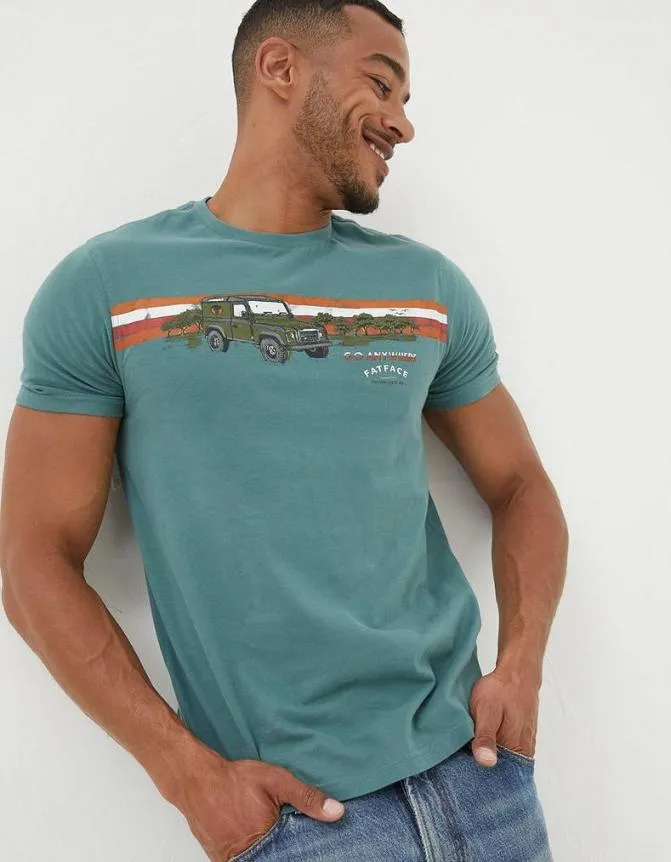 Fatface TShirts Land Rover Embroidered TShirt Dark Teal 8211 Men