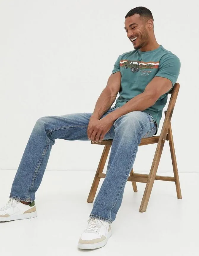 Fatface TShirts Land Rover Embroidered TShirt Dark Teal 8211 Men