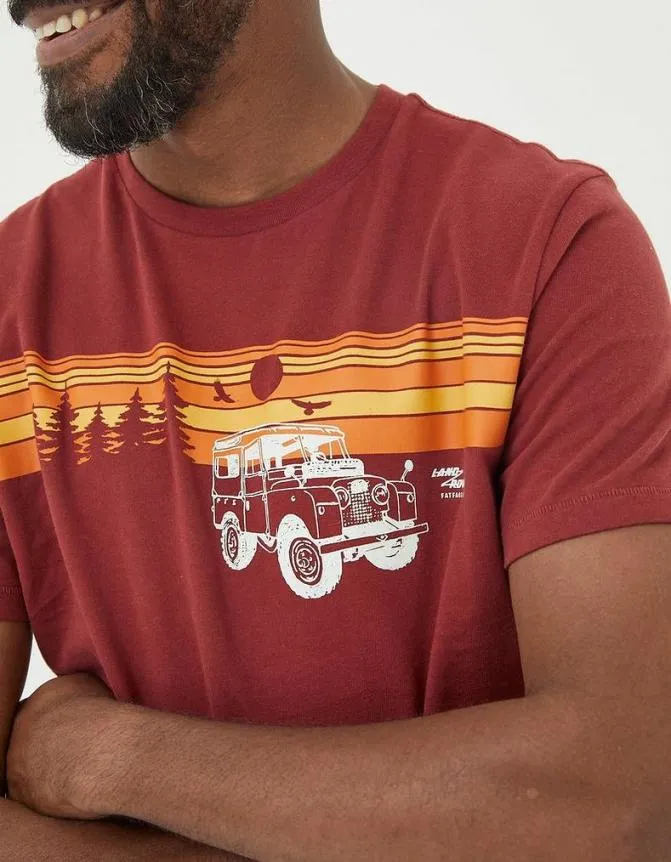 Fatface TShirts Land Rover Sunset Road TShirt Bright Red 8211 Men