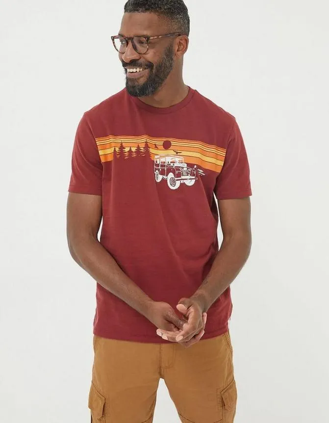 Fatface TShirts Land Rover Sunset Road TShirt Bright Red 8211 Men