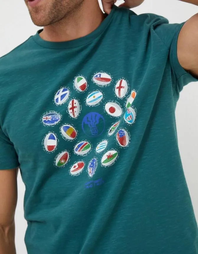 Fatface TShirts Rugby Ball Flags TShirt Jade Green 8211 Men