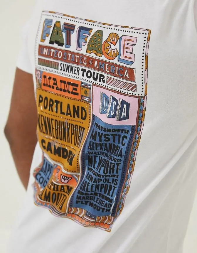 Fatface TShirts USA Festival TShirt White 8211 Men