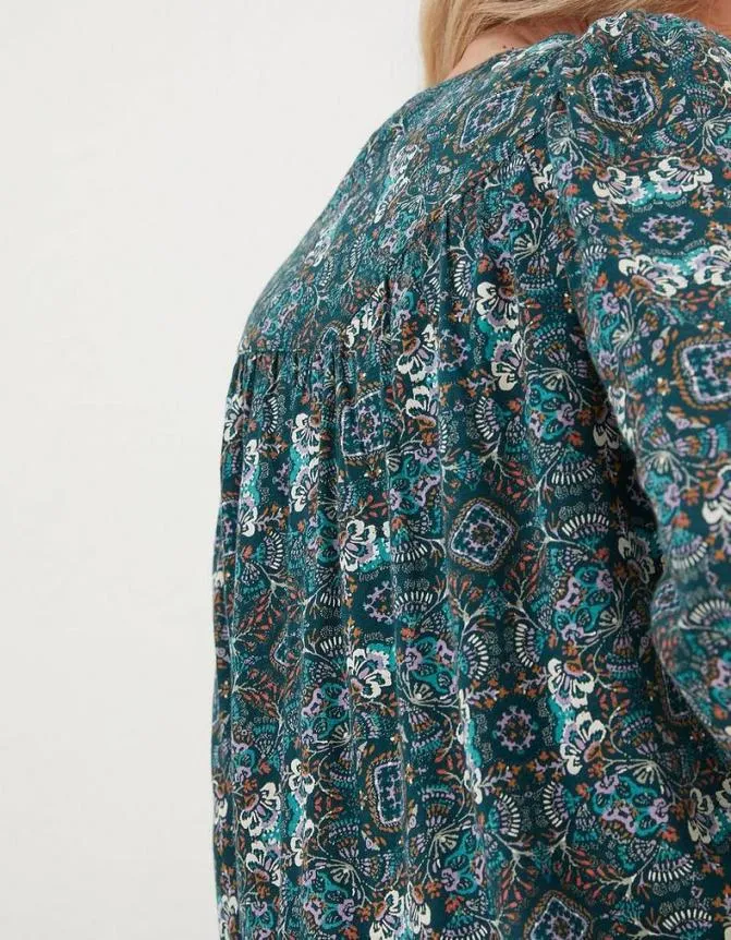 Fatface Tops and TShirts Betty Mirror Floral Tunic Teal Green 8211 Women