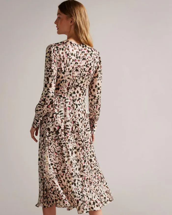 Fit And Flare Midi Dress With Ladder Insert Dusky Pink Women Ted Baker Clothing Fit And Flare Midi Dress With Ladder Insert Dusky Pink Women Ted Baker Clothing
