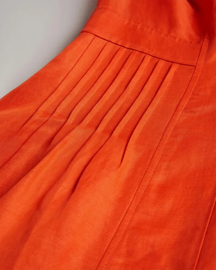 Fit And Flare Puff Sleeve Midi Dress Bright Orange Women Ted Baker Clothing