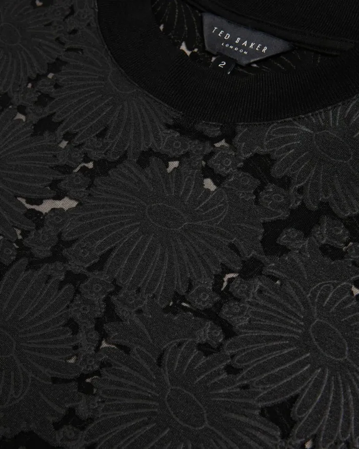 Floral Lace Relaxed TShirt Black Women Ted Baker Clothing