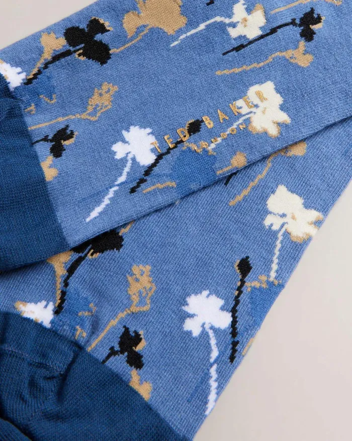 Floral Pattern Sock Blue Men Ted Baker Socks