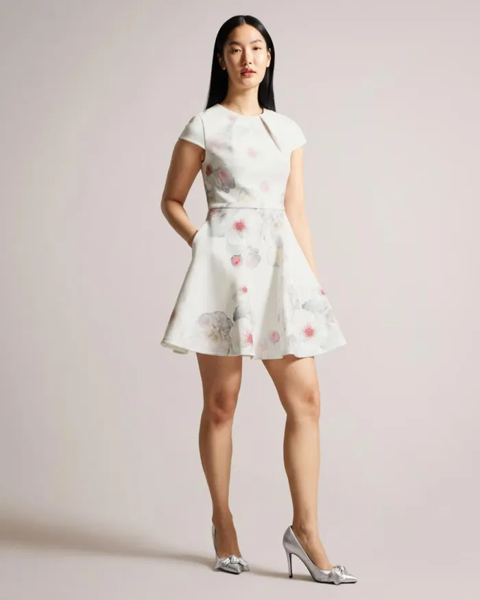 Floral Print Skater Dress Natural Women Ted Baker Clothing Floral Print Skater Dress Natural Women Ted Baker Clothing