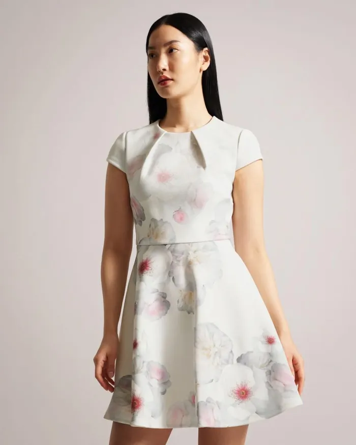 Floral Print Skater Dress Natural Women Ted Baker Clothing Floral Print Skater Dress Natural Women Ted Baker Clothing