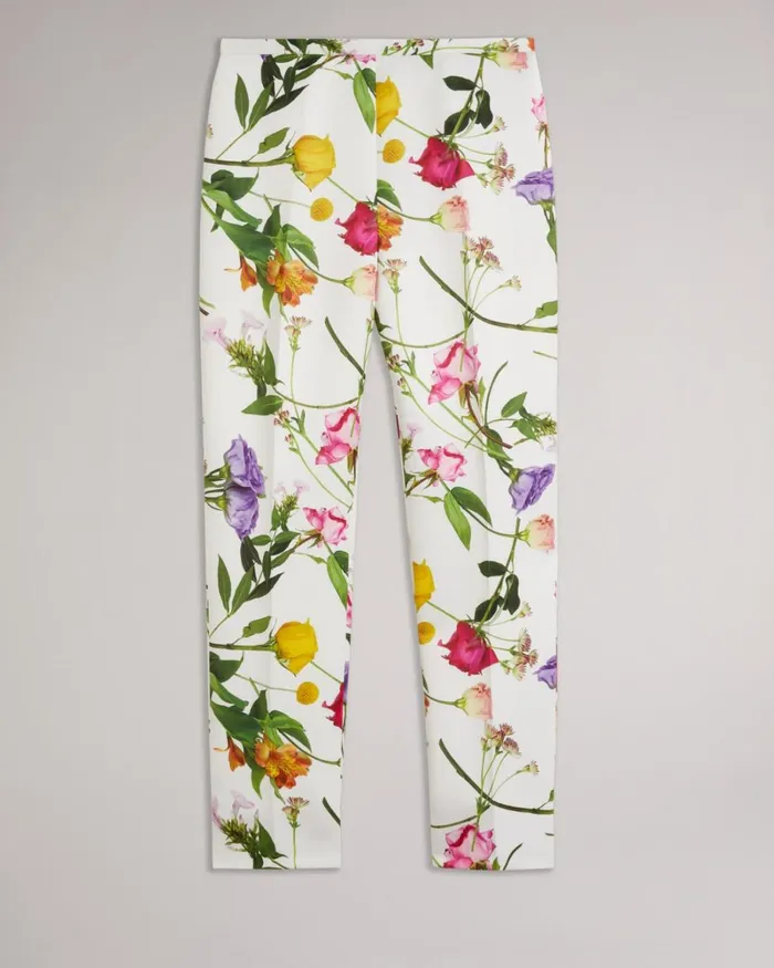 Floral Print Tapered Leg Trousers White Women Ted Baker Clothing