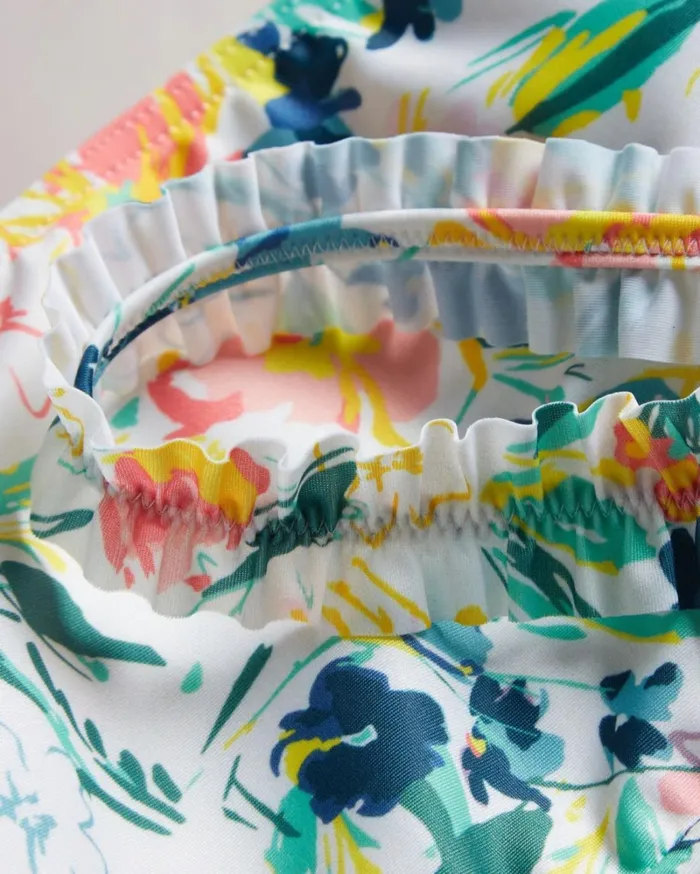 Floral Ruffle Bikini Top White Women Ted Baker Swimwear and Beachwear