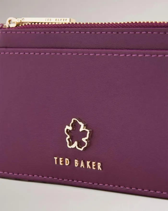Flower Eyelet Zip Card Holder Oxblood Women Ted Baker Wallets and Card Holders