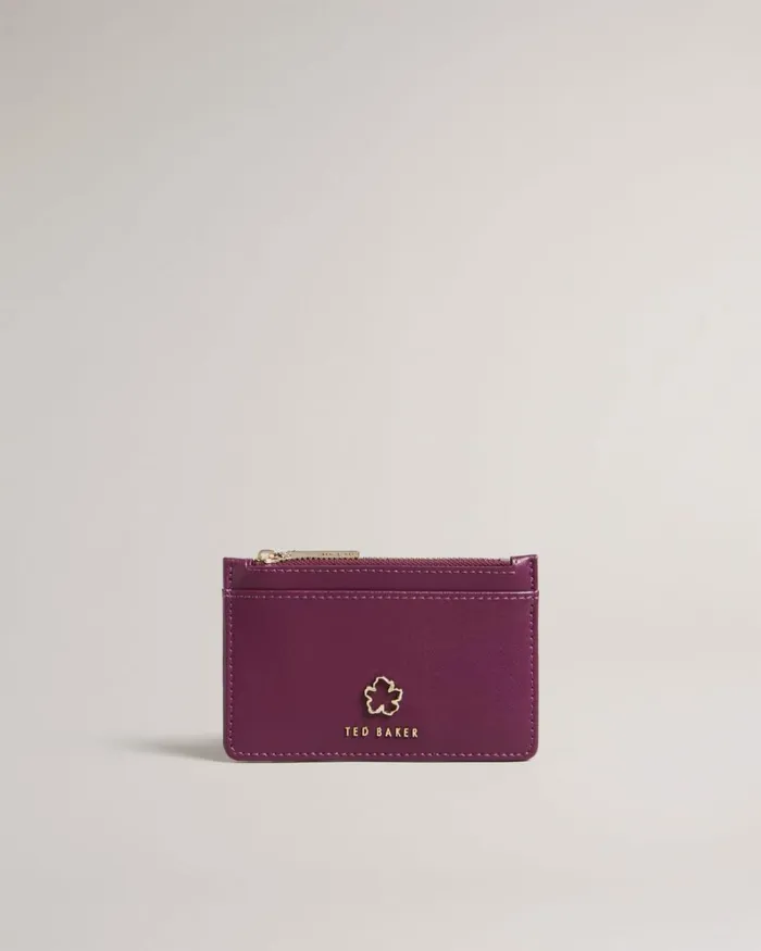 Flower Eyelet Zip Card Holder Oxblood Women Ted Baker Wallets and Card Holders
