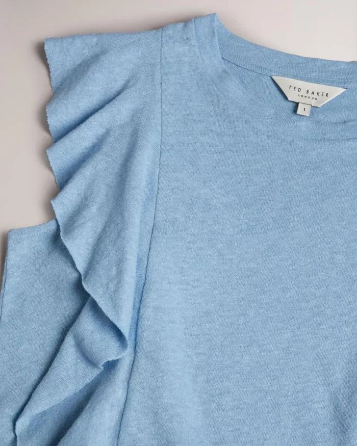Frill Linen Vest Blue Women Ted Baker Tops and TShirts Frill Linen Vest Blue Women Ted Baker Tops and TShirts