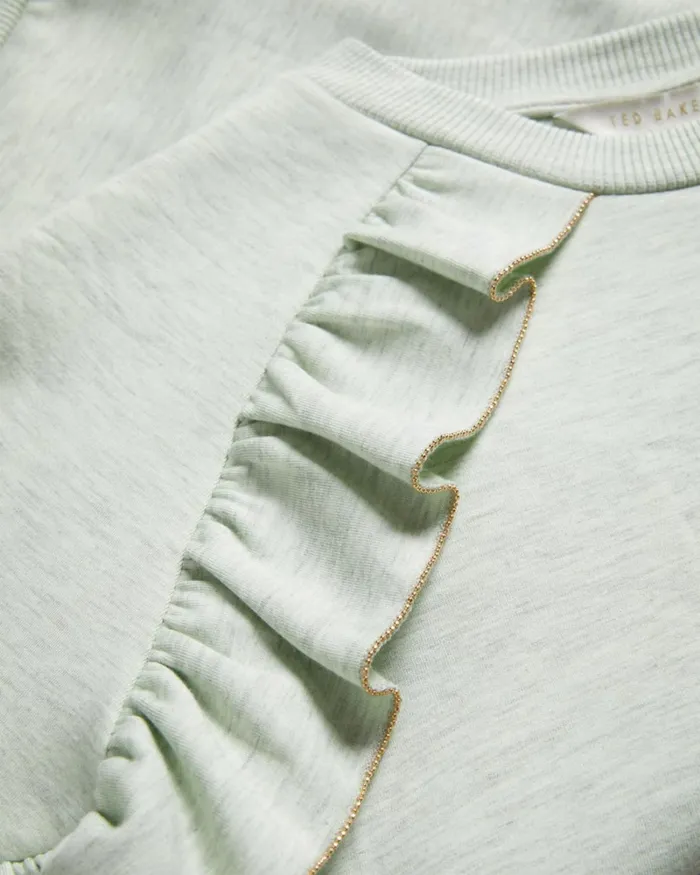 Frilled Sweatshirt With Chain Trim Light Green Women Ted Baker Clothing