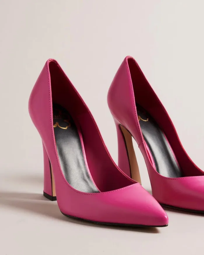 Geometric Heel Pointed Court Shoes Pink Women Ted Baker Heels