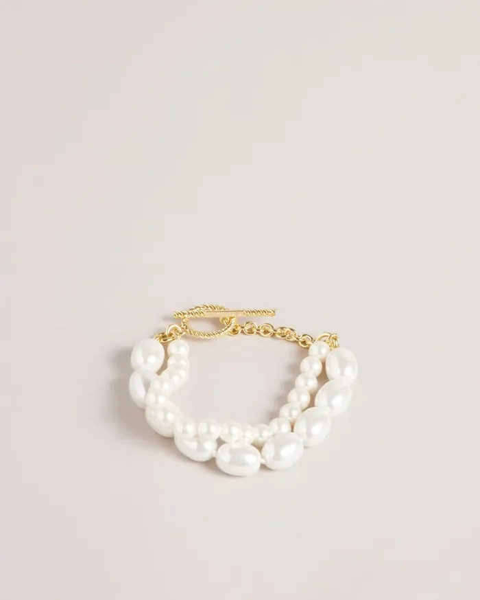 Glass Pearl Double Strand Bracelet Gold Color Women Ted Baker Jewelry Glass Pearl Double Strand Bracelet Gold Color Women Ted Baker Jewelry