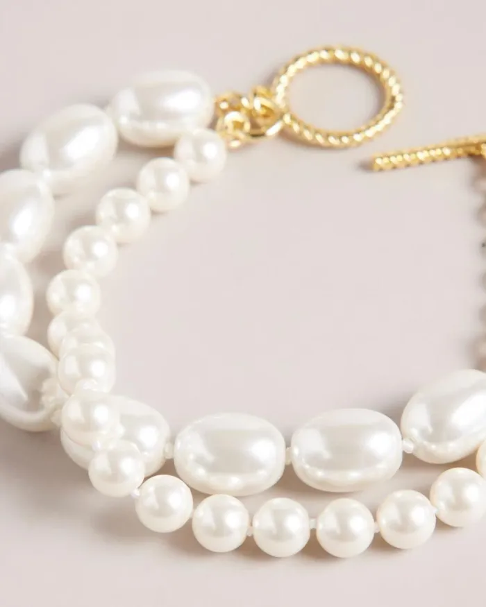 Glass Pearl Double Strand Bracelet Gold Color Women Ted Baker Jewelry Glass Pearl Double Strand Bracelet Gold Color Women Ted Baker Jewelry