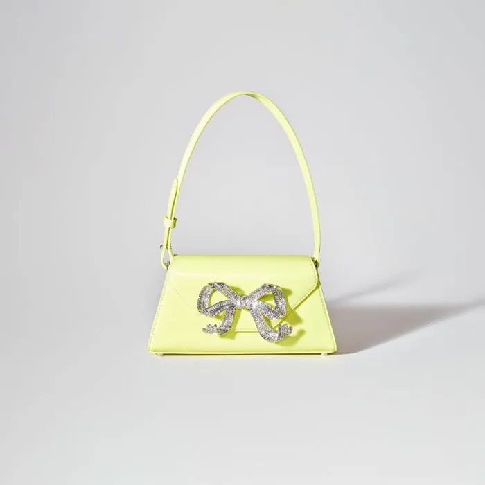 Handbags Woman SelfPortrait Lime Bow Mini Shoulder Bag