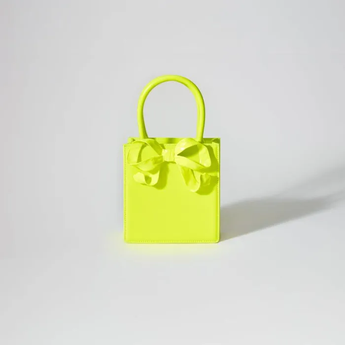 Handbags Woman SelfPortrait Yellow Bow Mini Tote Bag