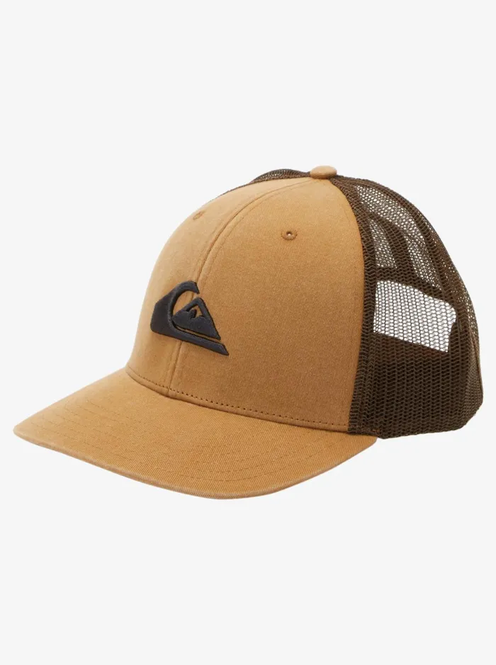 Hats Men Quiksilver Grounder Trucker Hat Bone Brown
