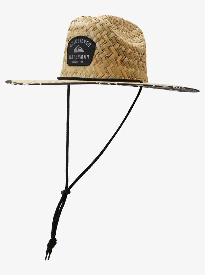 Hats Men Quiksilver Waterman Outsider Straw Lifeguard Hat Black Jet Black Hats Men Quiksilver Waterman Outsider Straw Lifeguard Hat Black Jet Black