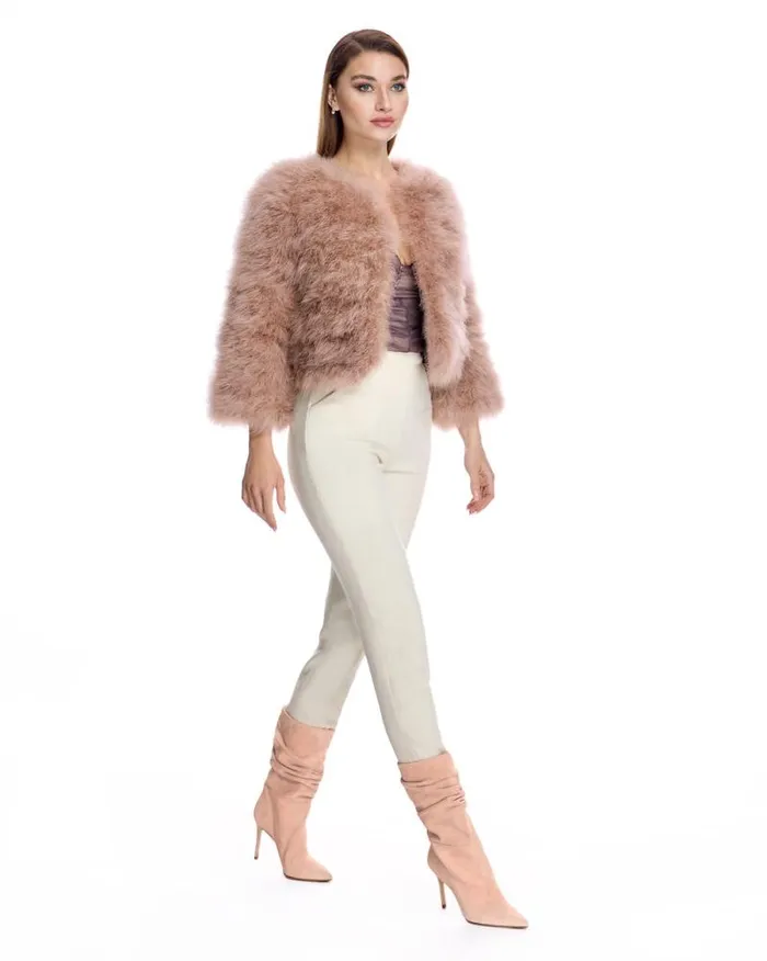 Jackets Women039s Maximilian Collarless Feather Bolero